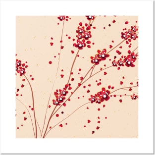 Boho Sakura Abstract Posters and Art